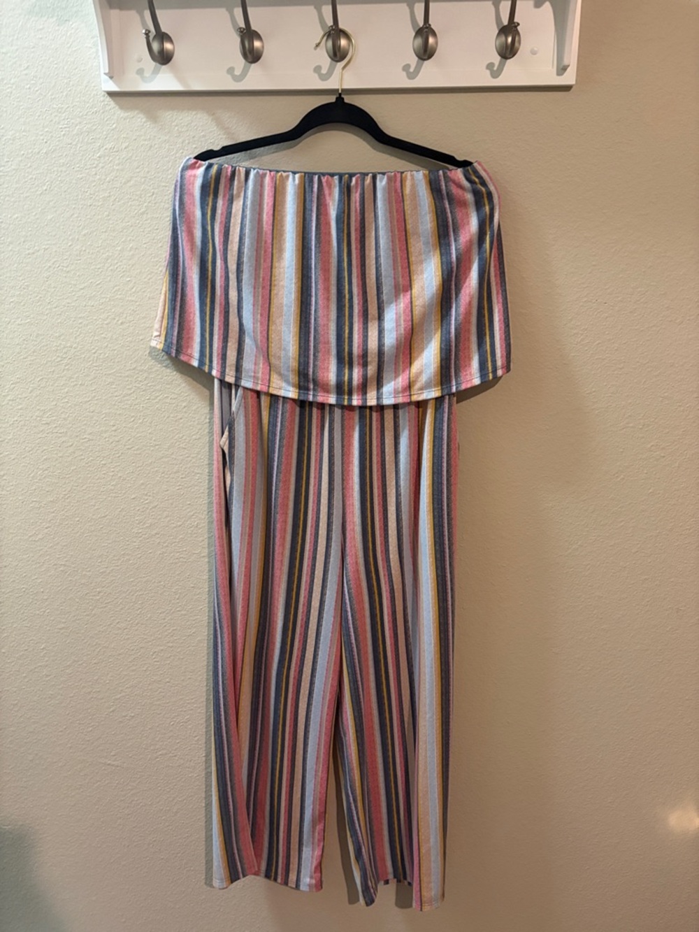 Gypsies & Moondust Blue Striped Off-Shoulder Top